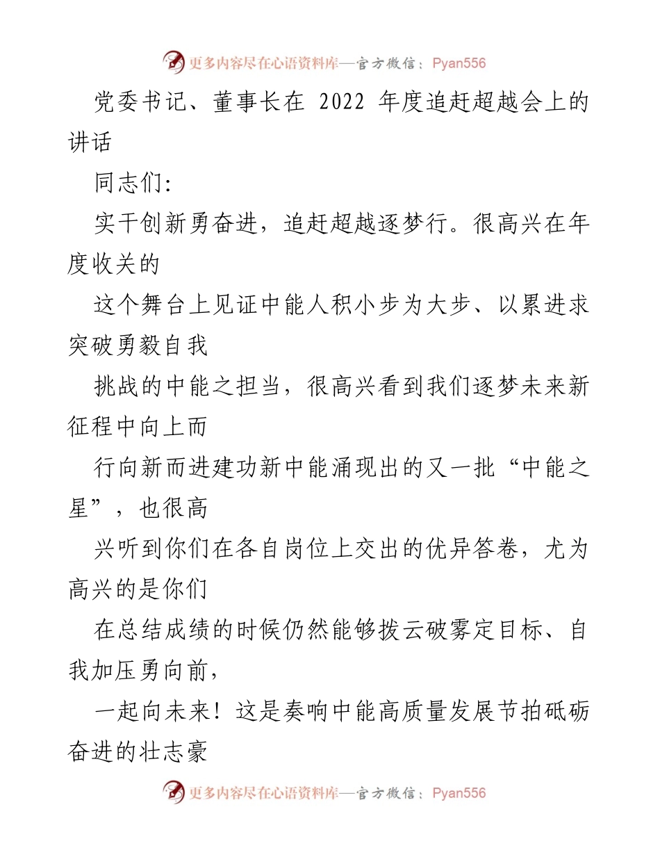 [发言] 年度追赶超越会 - 追赶超越，勇毅前行：党委书记在年度总结会上的讲话.docx_第1页