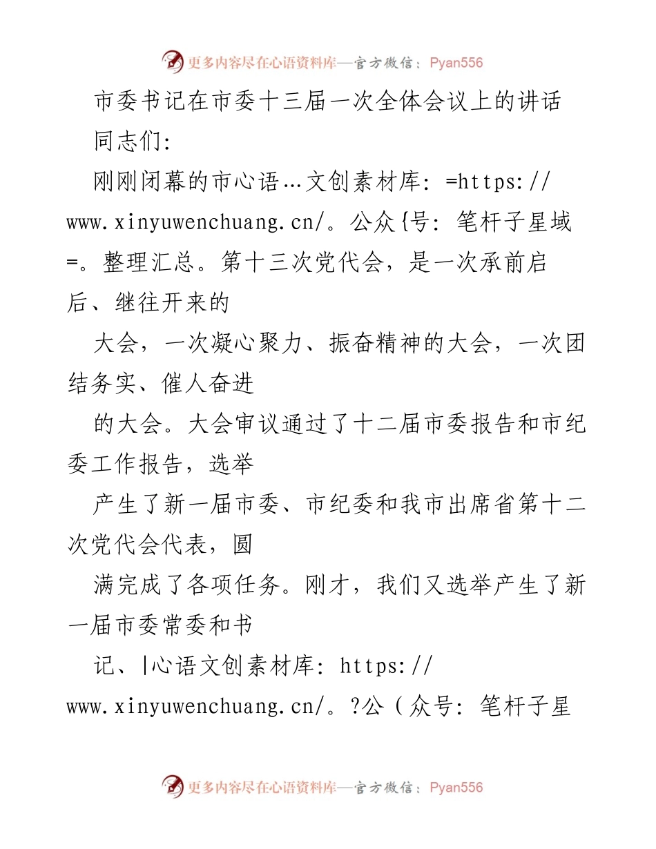 [发言] 市委全体会议 - 新一届市委的使命与责任_3.docx_第1页