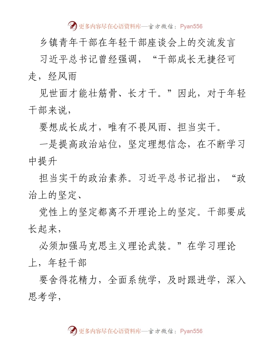 [发言] 年轻干部座谈会 - 提升年轻干部担当实干能力的思考与实践.docx_第1页