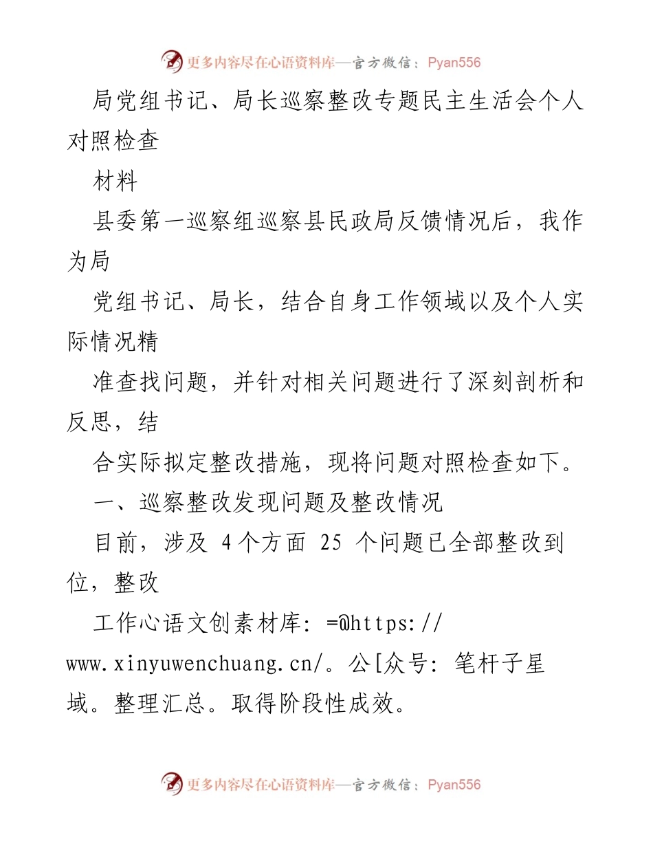 [发言] 巡察整改专题民主生活会 - 巡察整改情况及个人对照检查报告.docx_第1页
