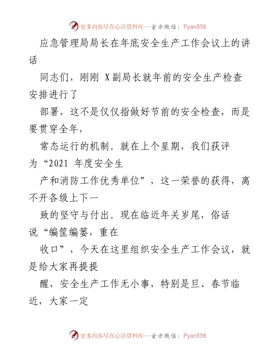 [发言] 年底安全生产工作会议 - 强化安全生产责任，确保年末安全稳定.docx_第1页