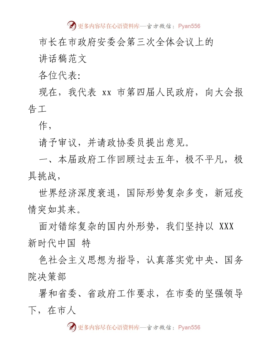 [发言] 市政府安委会第三次全体会议 - 市长关于市政府工作回顾与发展展望的讲话.docx_第1页