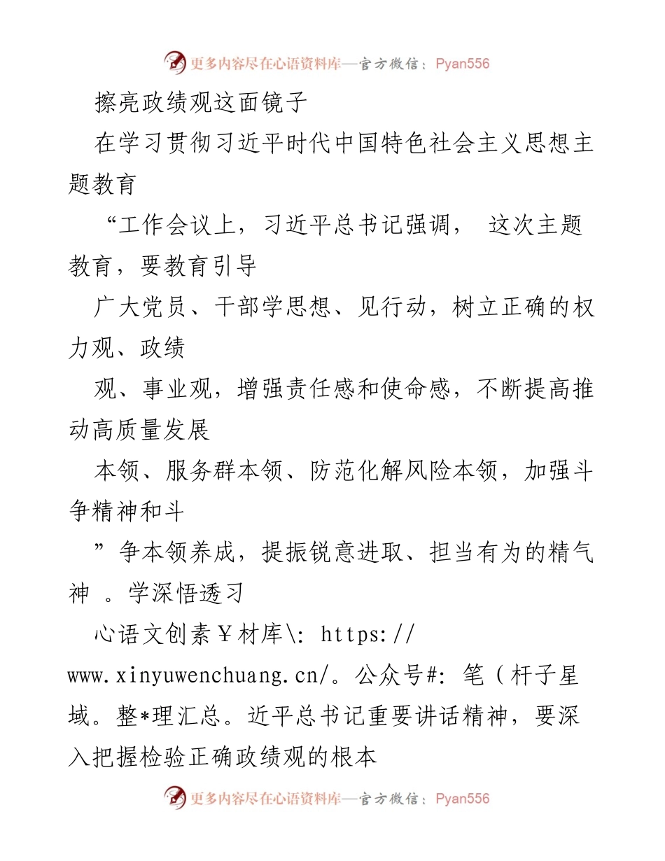 [发言] 工作会议 - 擦亮政绩观，推动高质量发展.docx_第1页