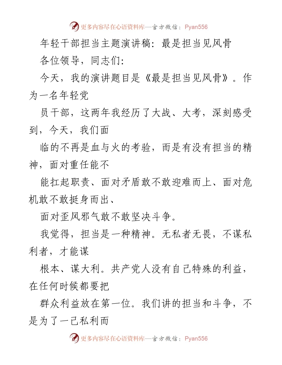 [发言] 年轻干部担当主题演讲 - 最是担当见风骨.docx_第1页