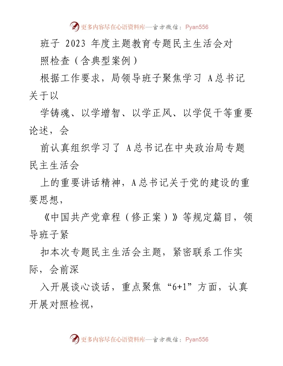 [发言] 年度主题教育专题民主生活会 - 班子对照检查与整改措施总结.docx_第1页