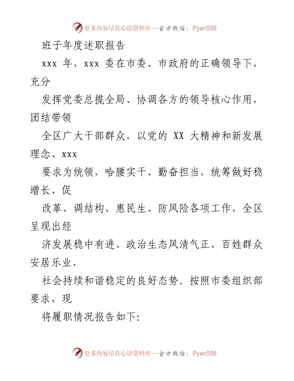 [发言] 年度述职 - 班子年度述职报告总结与展望_1.docx_第1页