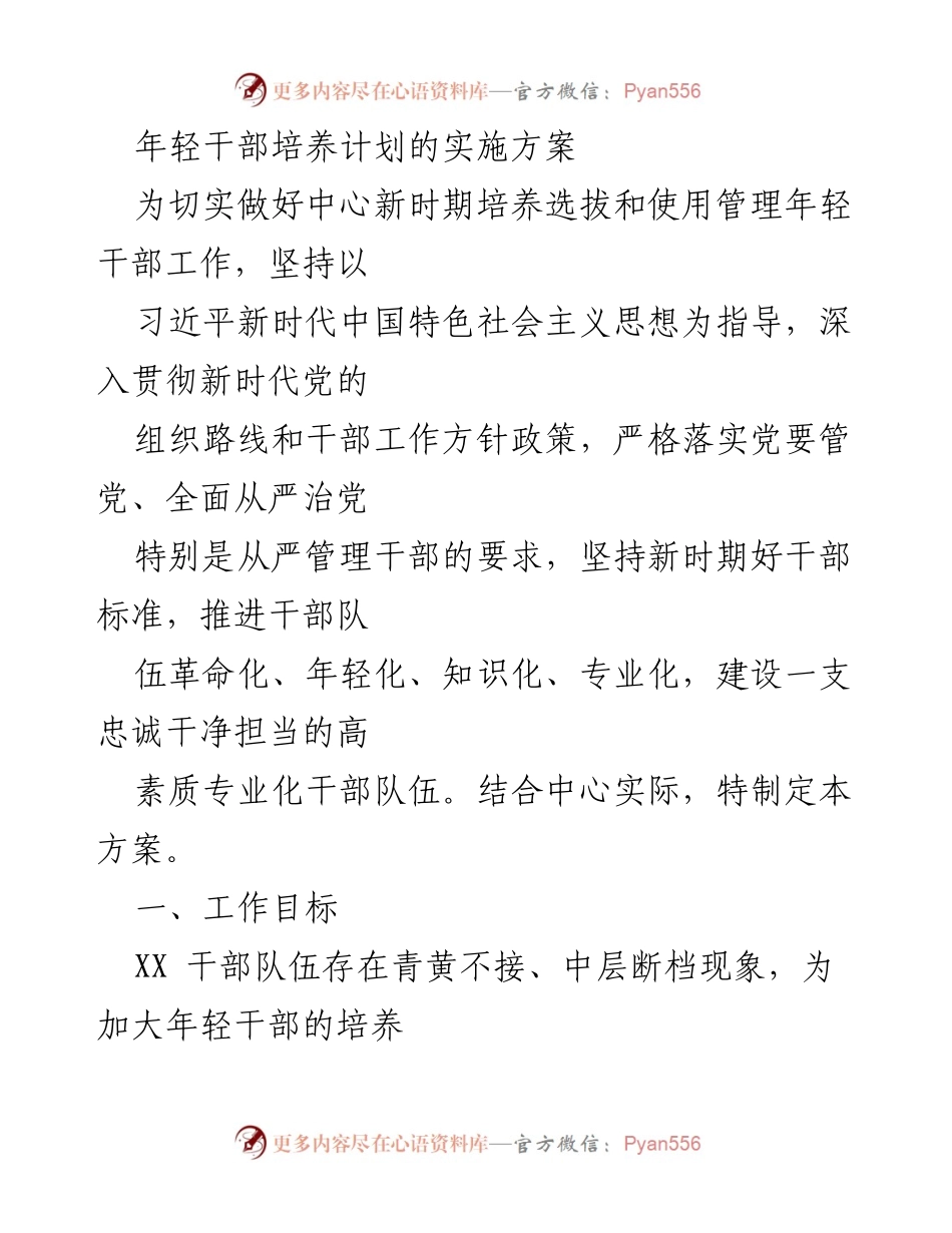 [发言] 年轻干部培养计划实施会议 - 年轻干部培养选拔管理实施方案解读.docx_第1页