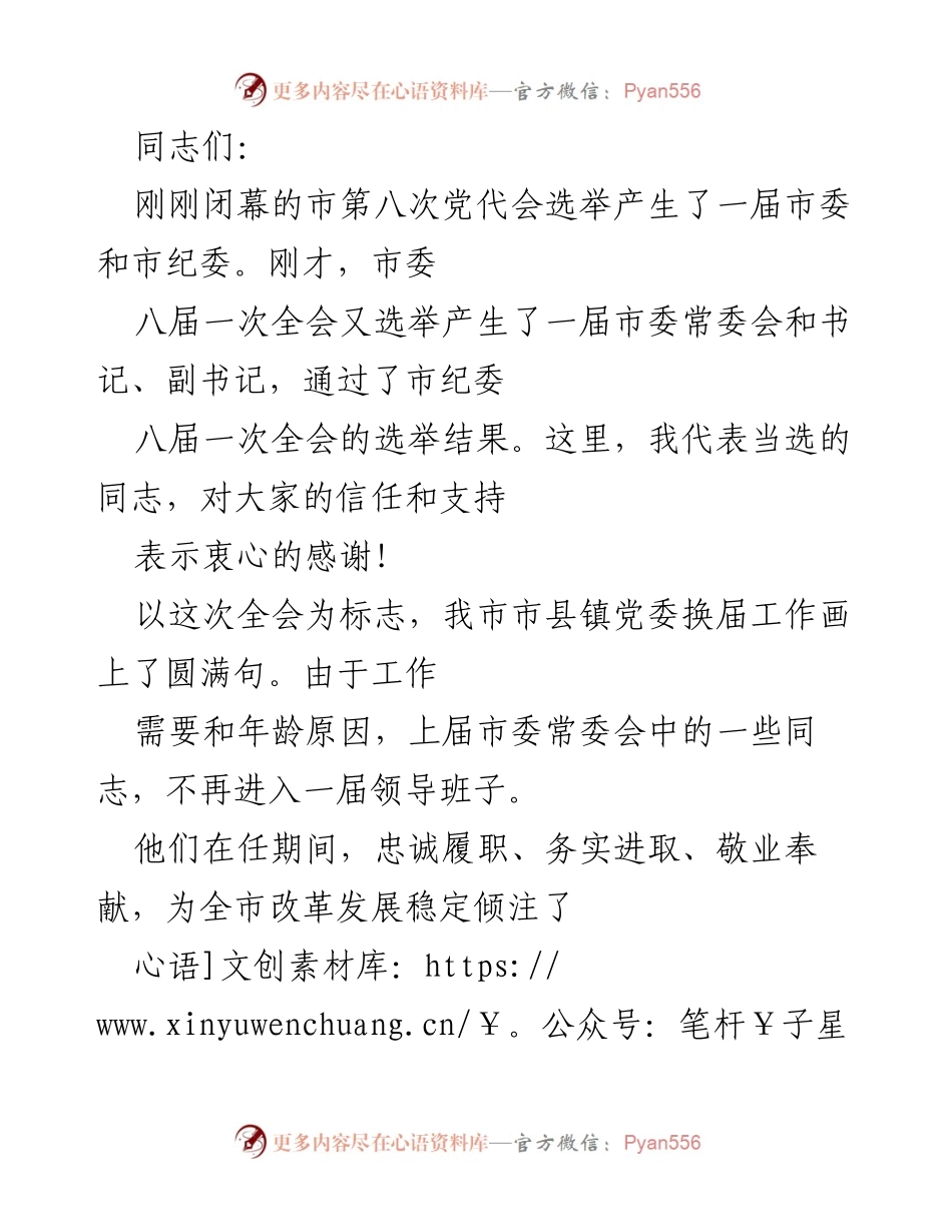 [发言] 市委全会 - 新一届市委书记的使命与责任.docx_第1页
