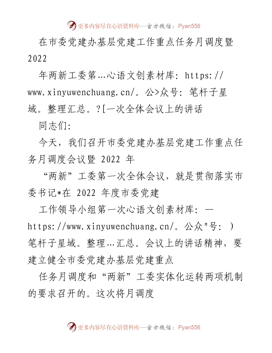 [发言] 市委党建办会议 - 加强“两新”组织党建工作的重要性与实施策略.docx_第1页