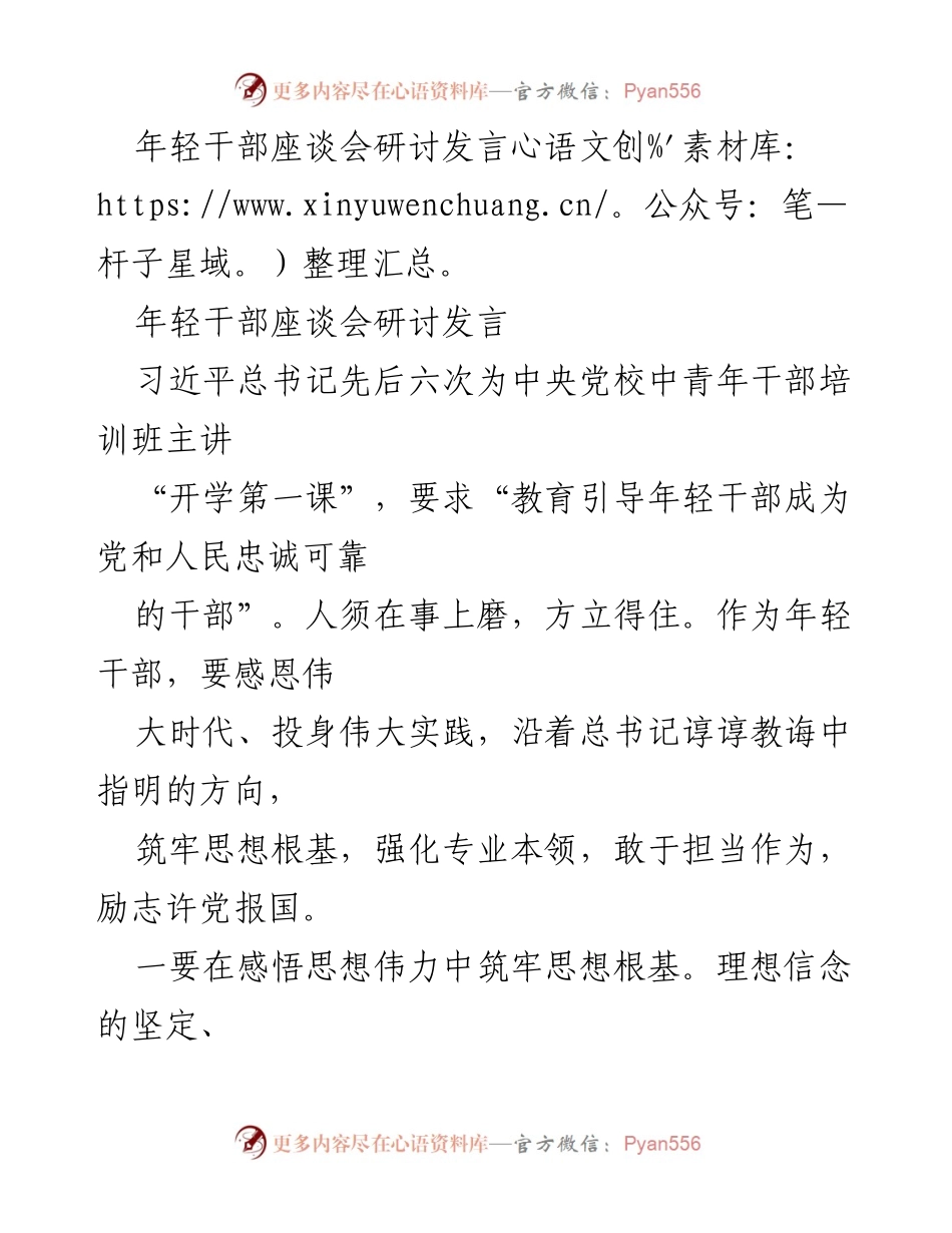 [发言] 年轻干部座谈会 - 年轻干部的使命与担当_3.docx_第1页
