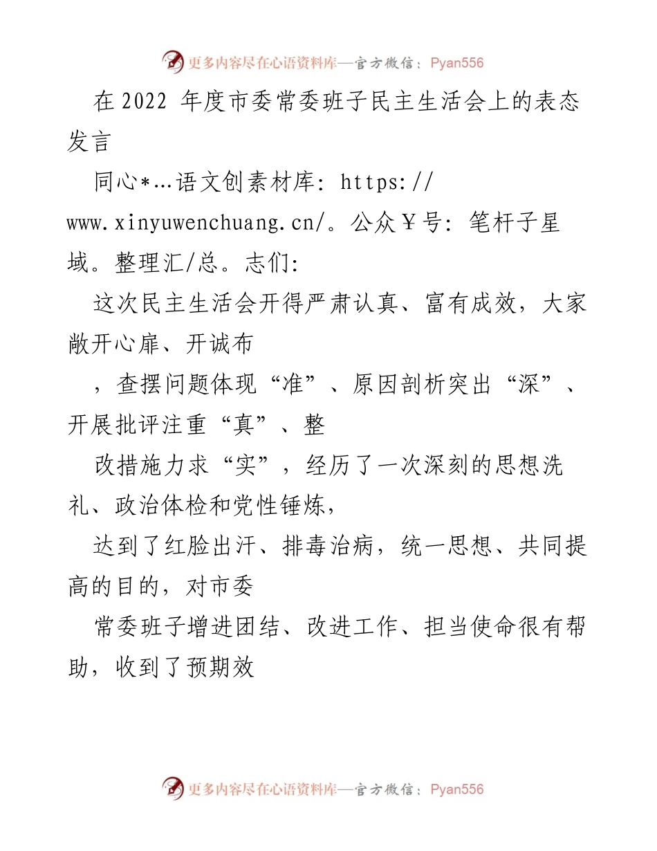 [发言] 市委常委班子民主生活会 - 市委常委班子表态发言：坚定信念，担当作为，服务人民.docx_第1页