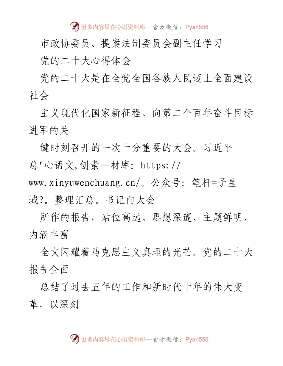 [发言] 市政协学习会议 - 深刻领会党的二十大精神，推动新时代人民政协工作.docx_第1页