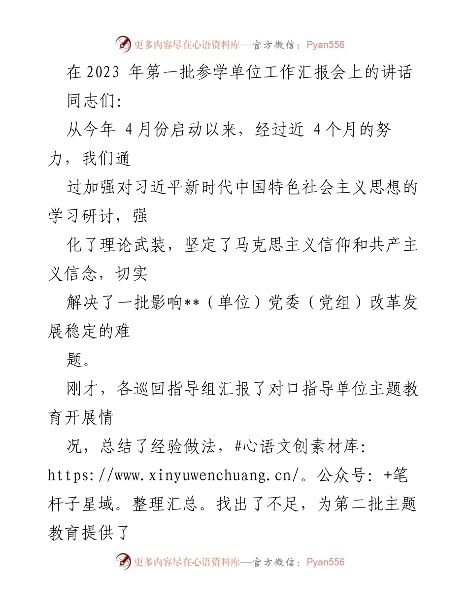 [发言] 工作汇报会 - 深化理论学习，推进自我革命的实践探索.docx_第1页