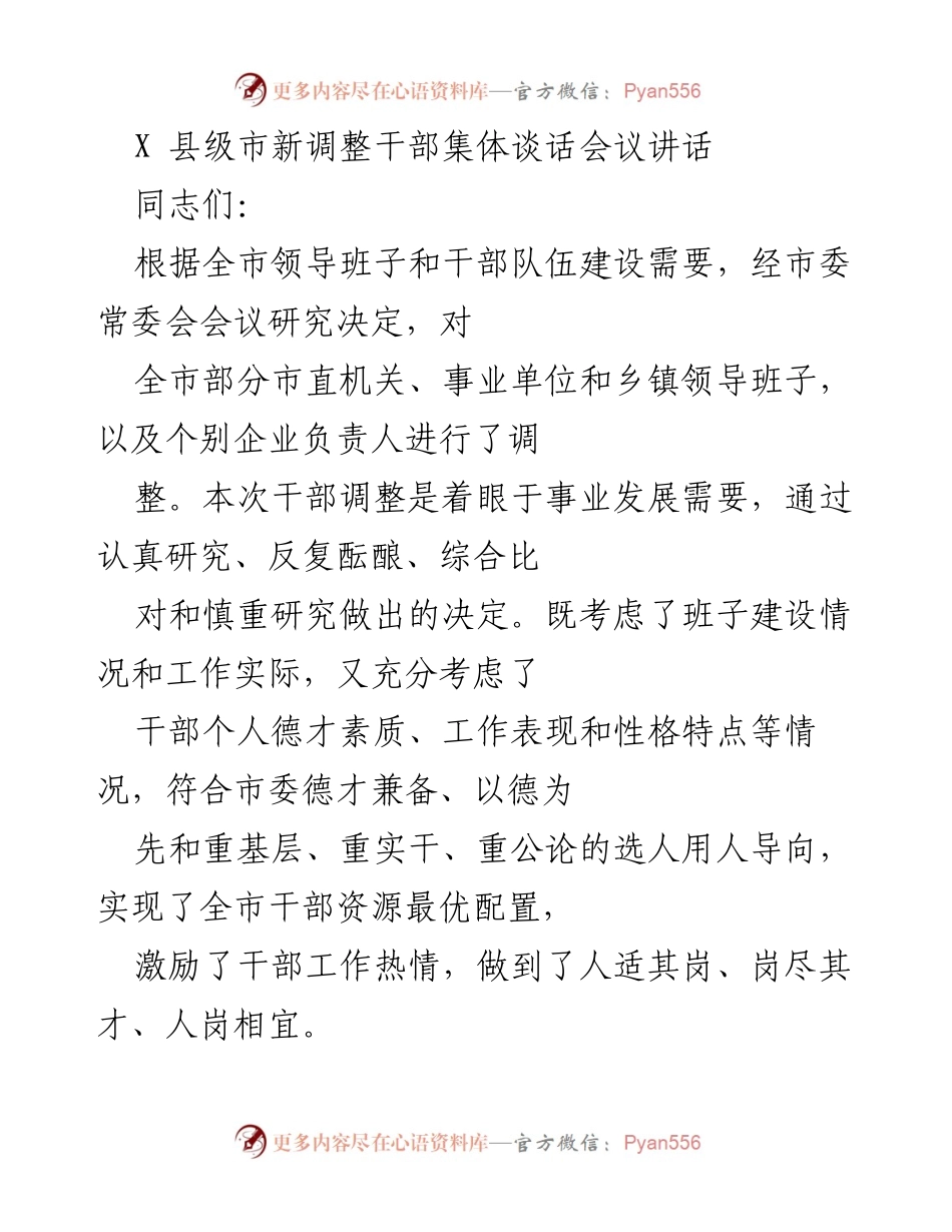 [发言] 干部调整会议 - 新岗位新使命：干部调整后的期待与要求.docx_第1页