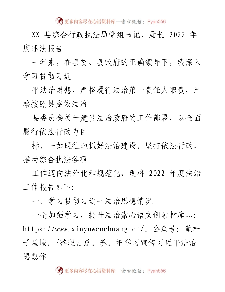 [发言] 年度工作总结 - 2022年度法治建设述法报告.docx_第1页