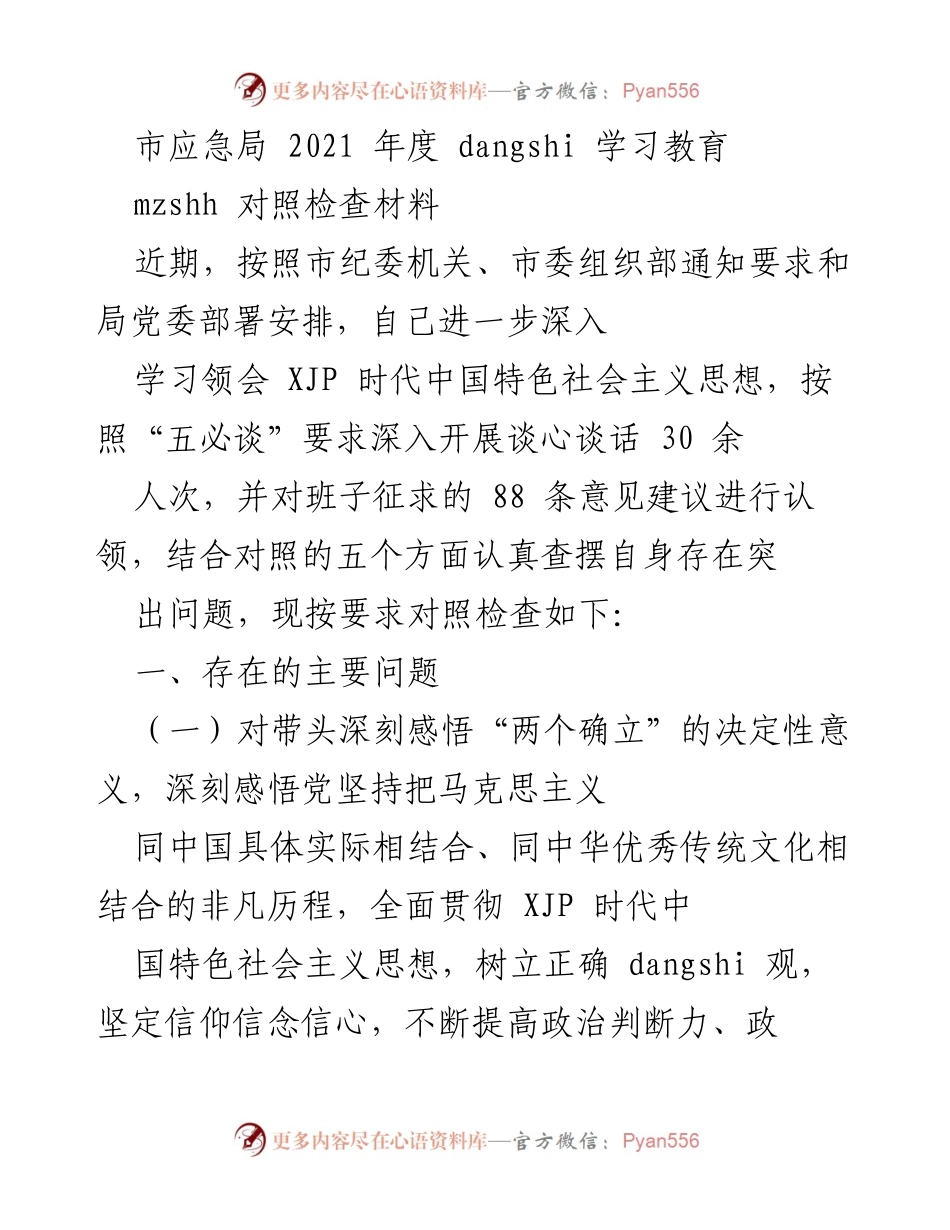 [发言] 市应急局年度党史学习教育 - 深入学习XJP思想，提升政治能力与实践指导力.docx_第1页