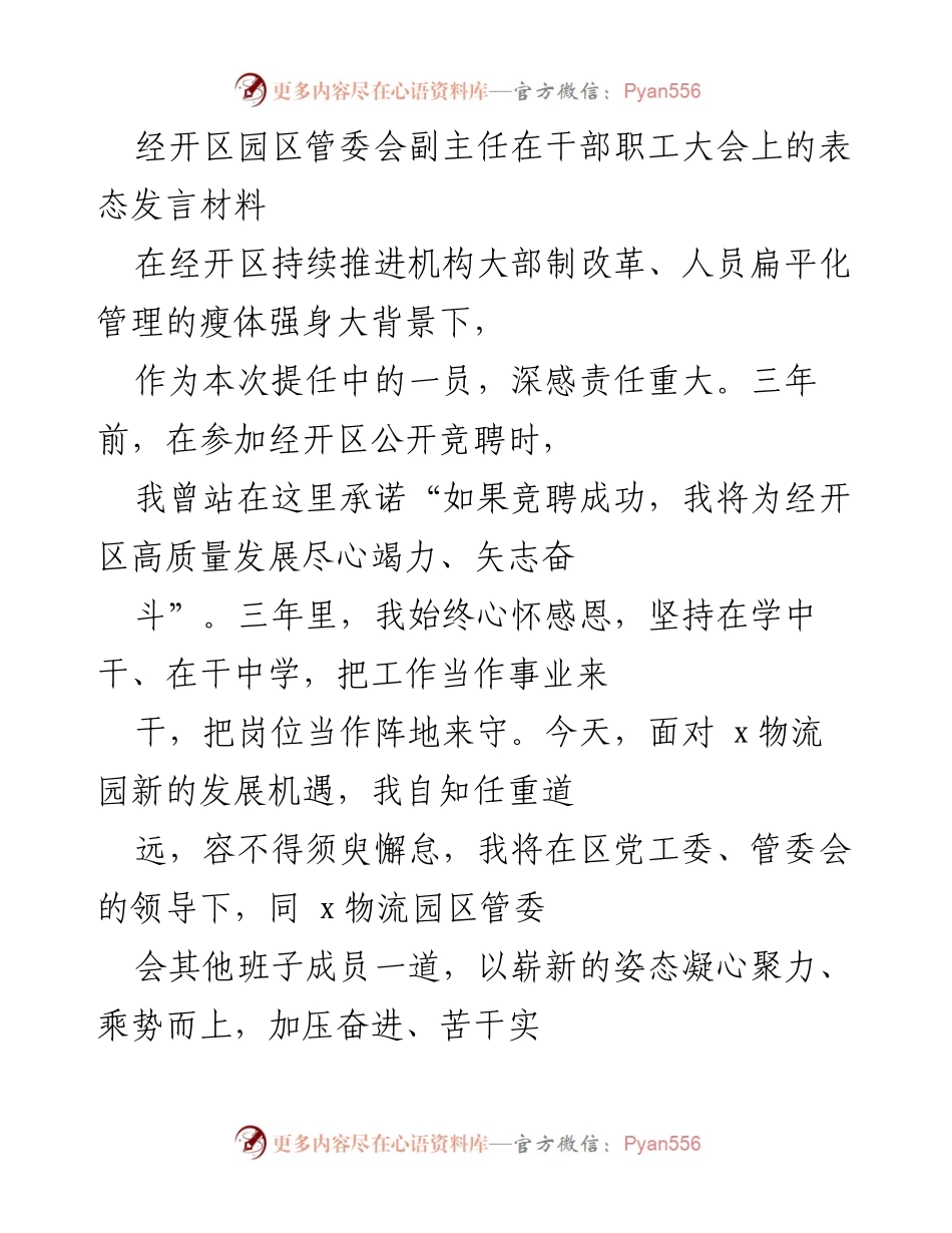 [发言] 干部职工大会 - 坚守初心，担当实干，推动经开区高质量发展.docx_第1页