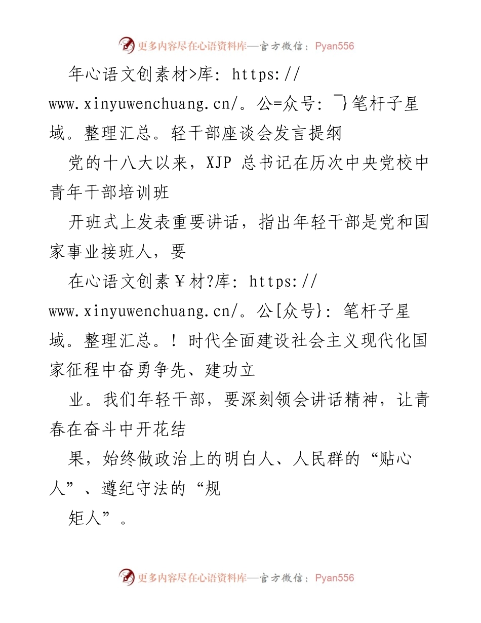 [发言] 年轻干部座谈会 - 年轻干部的奋斗与清廉之路.docx_第1页