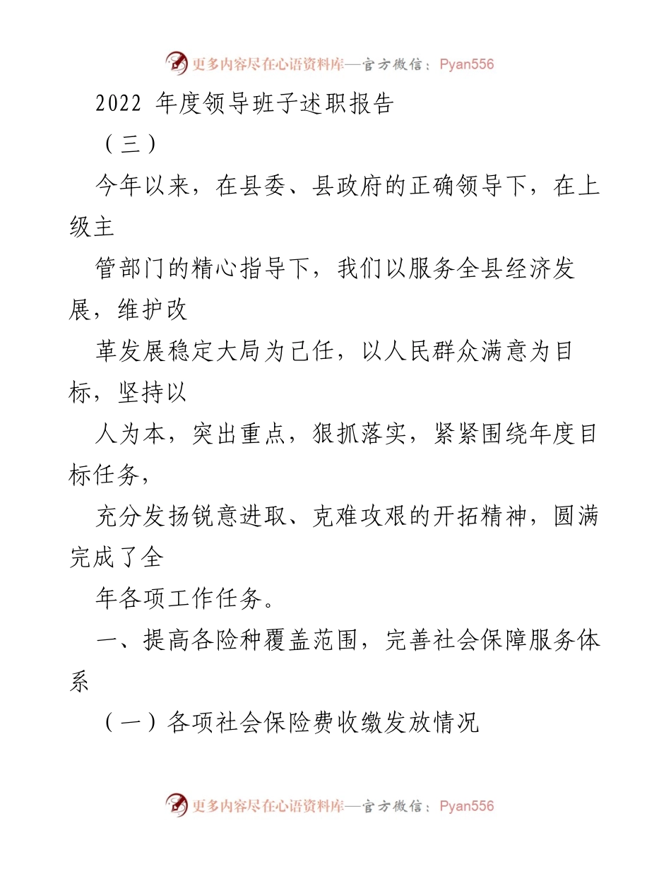 [发言] 年度述职 - 2022年度领导班子述职报告总结与展望.docx_第1页