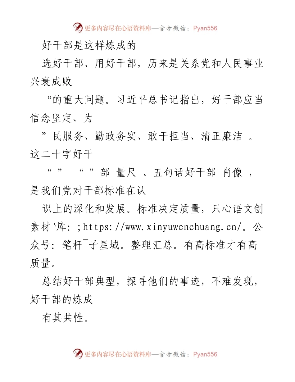 [发言] 干部培养研讨会 - 好干部的炼成：学习、实践与制度的重要性.docx_第1页