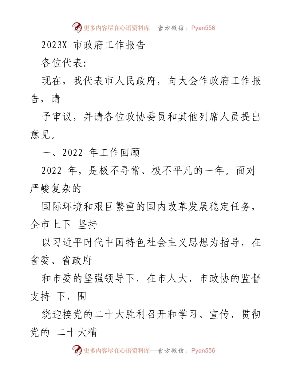 [发言] 市政府大会 - 2023年市政府工作报告.docx_第1页