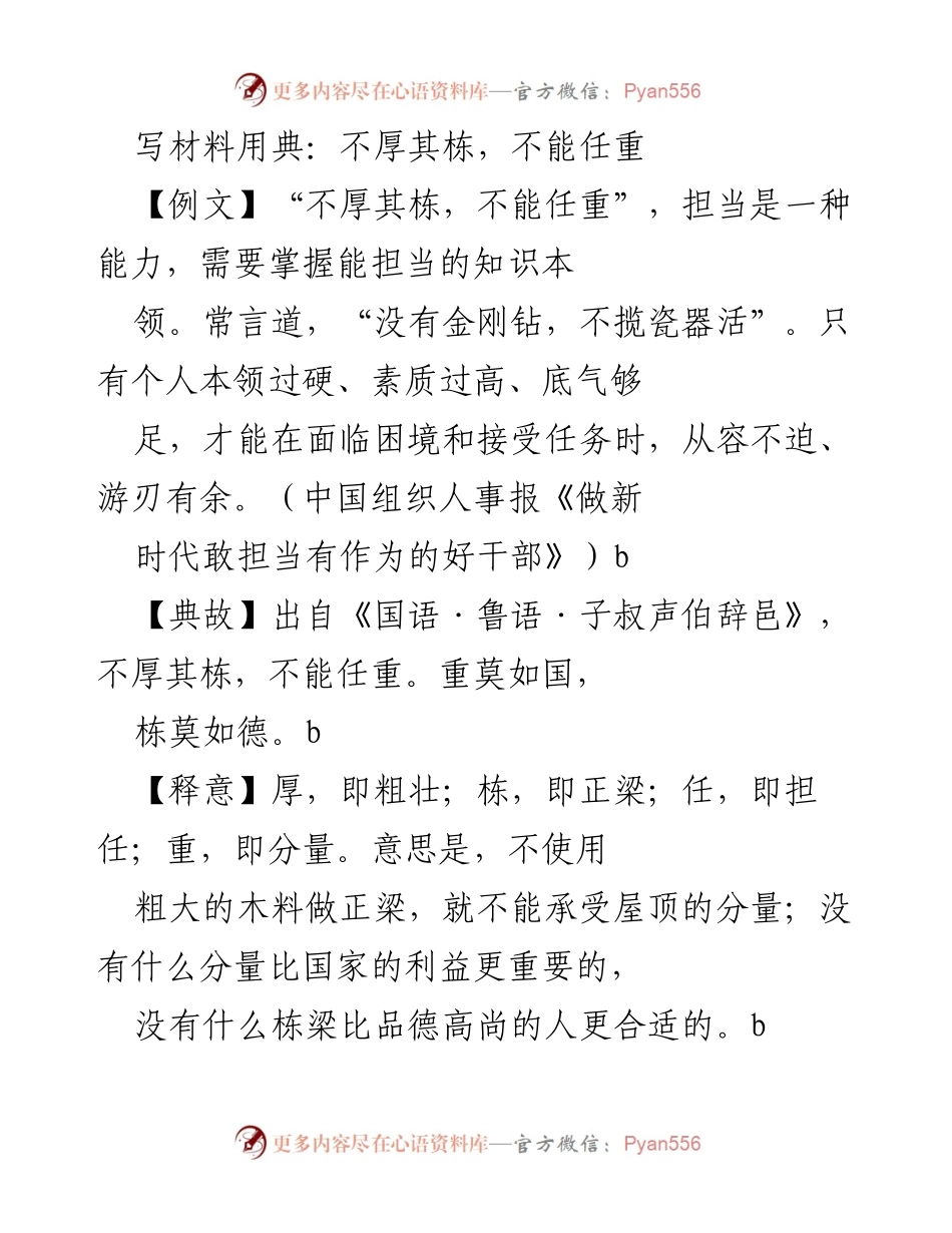 [发言] 年轻干部培训会议 - 强化担当意识，提升能力素质的典故解读.docx_第1页