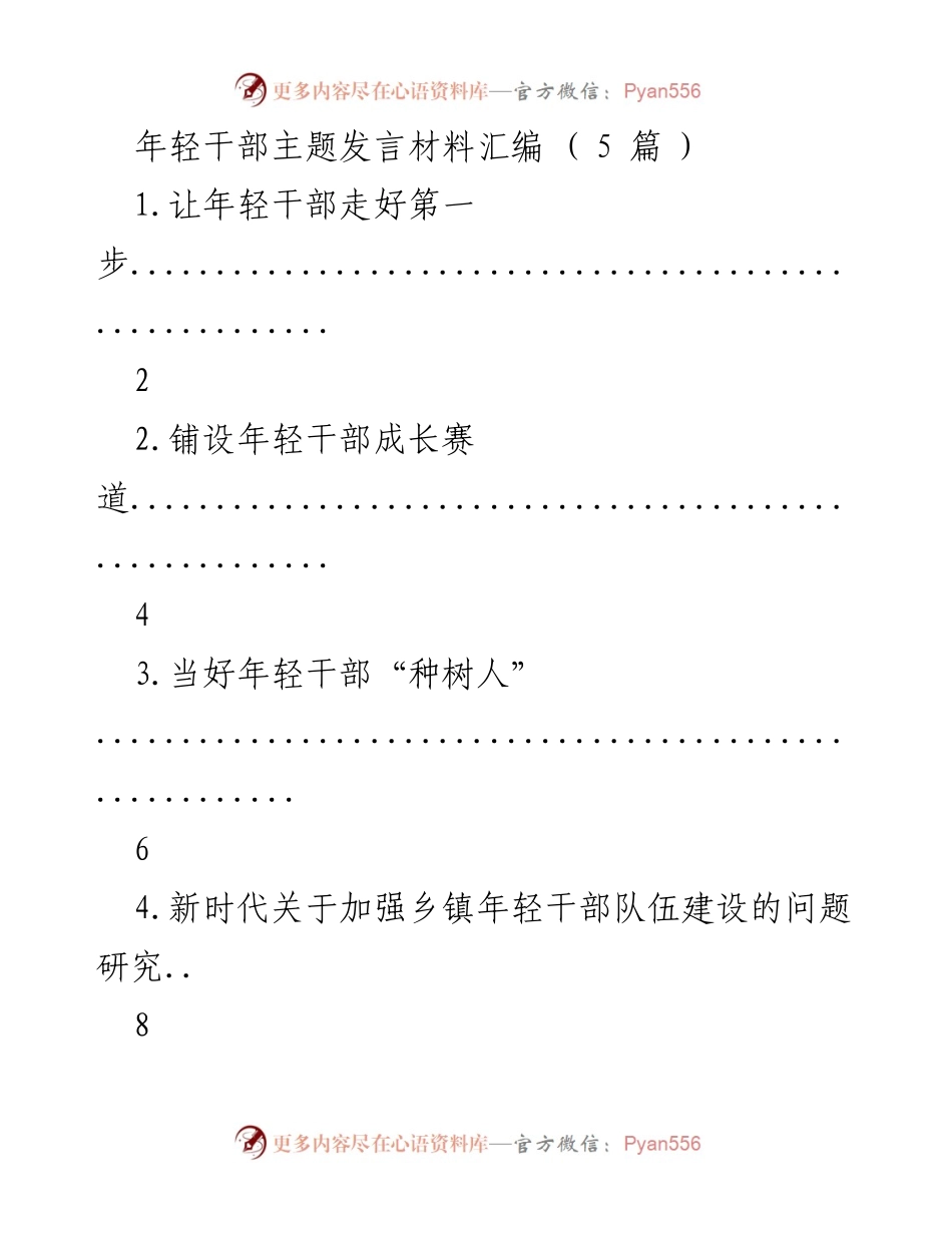 [发言] 年轻干部培训会议 - 年轻干部成长的关键路径与实践.docx_第1页
