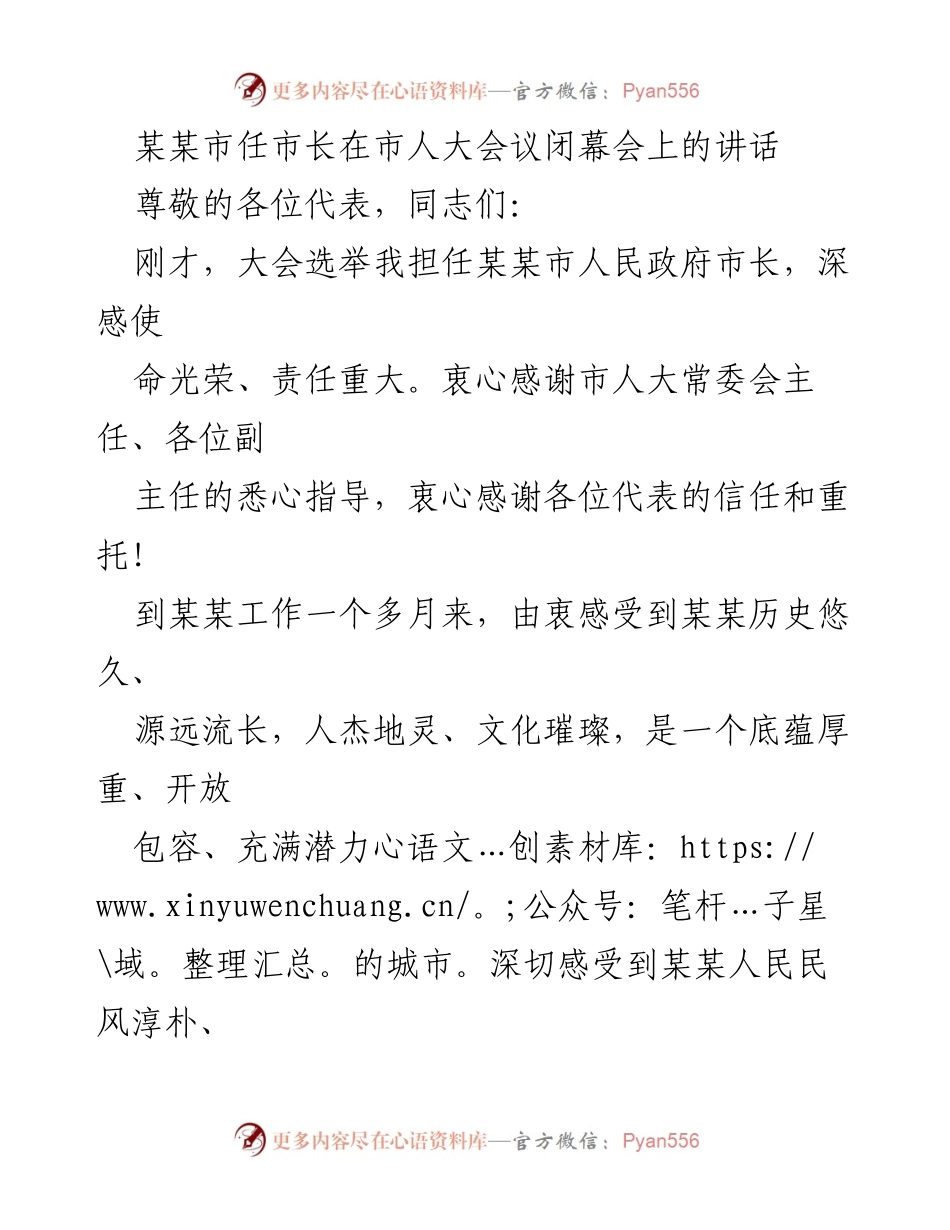 [发言] 市人大会议闭幕会 - 市长的使命与发展愿景.docx_第1页