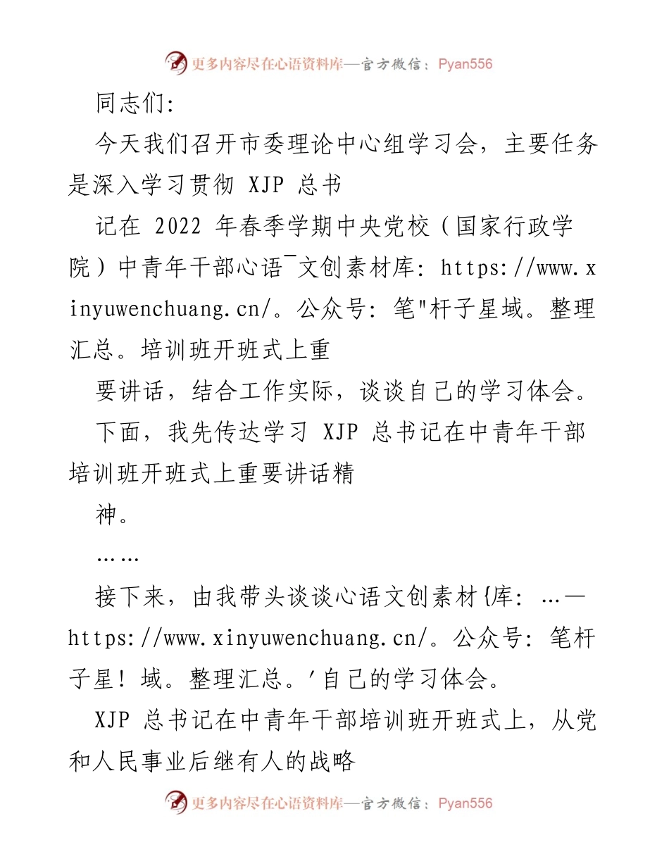 [发言] 市委理论中心组学习会 - 深入学习贯彻习近平总书记重要讲话精神.docx_第1页