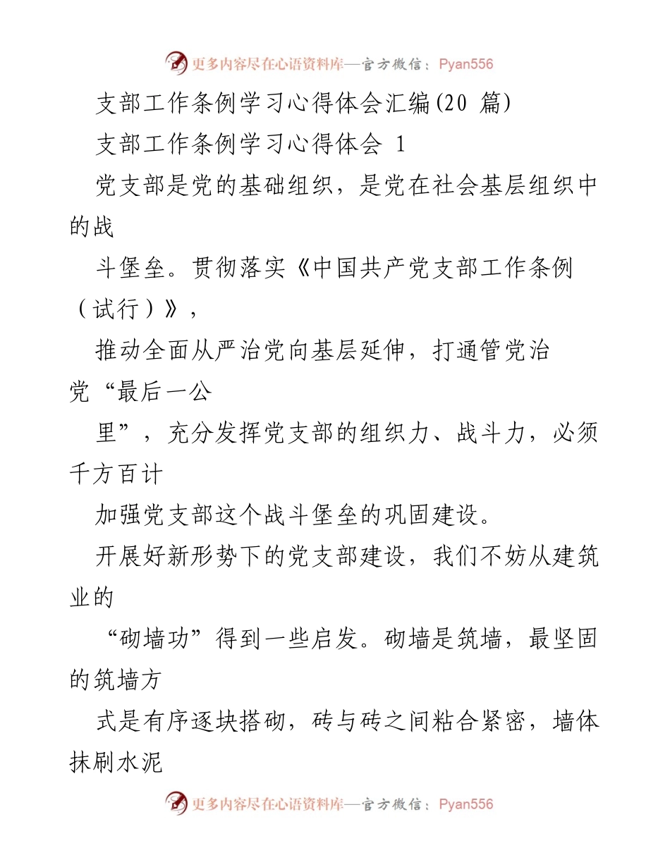 [发言] 支部工作条例学习 - 加强党支部建设，筑牢战斗堡垒.docx_第1页