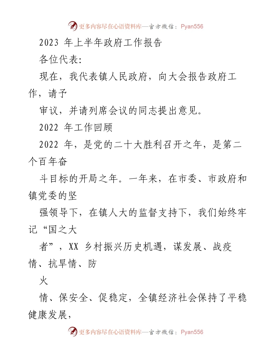 [发言] 政府工作会议 - 2023年上半年政府工作报告.docx_第1页