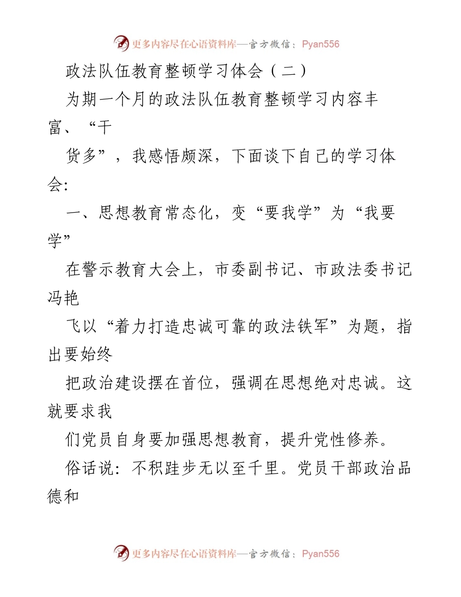 [发言] 政法队伍教育整顿 - 政法队伍教育整顿学习体会分享.docx_第1页