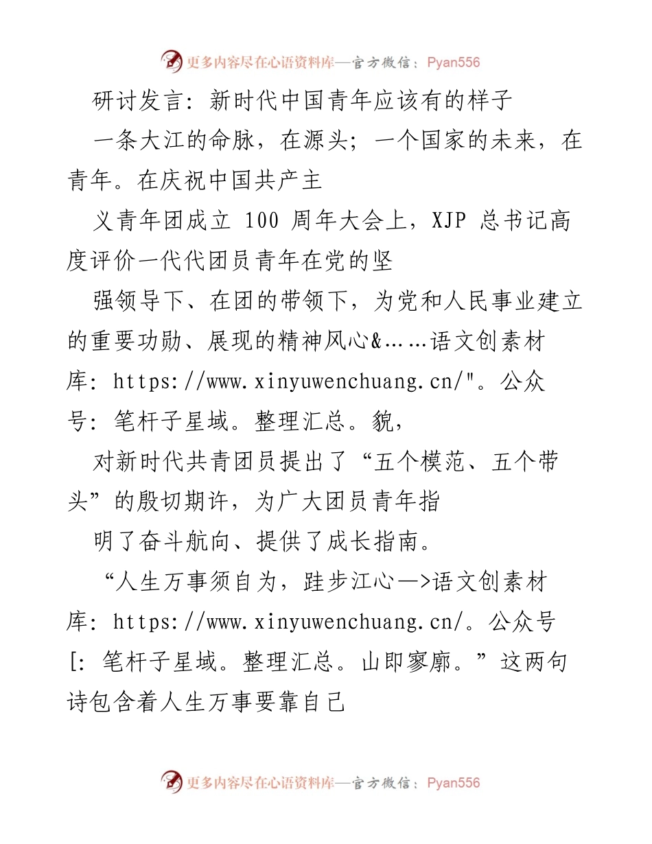 [发言] 庆祝大会 - 新时代中国青年应有的模范形象.docx_第1页