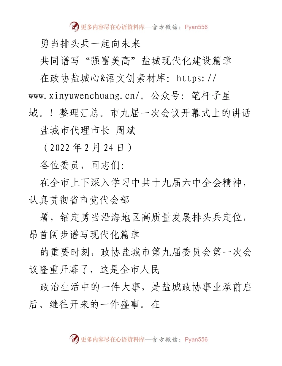 [发言] 政协会议 - 盐城市现代化建设的奋斗与成就.docx_第1页