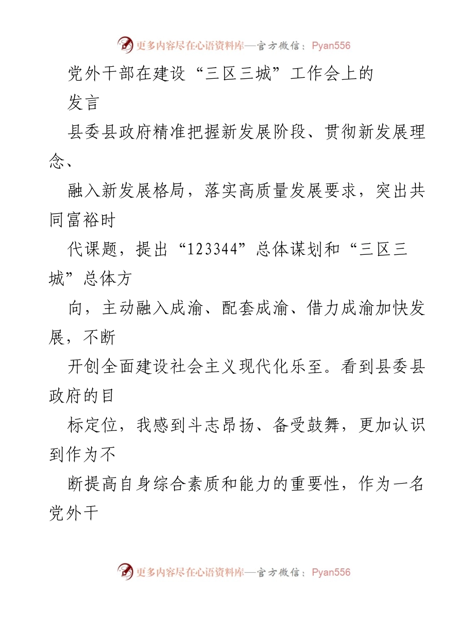 [发言] 建设“三区三城”工作会 - 提升党外干部能力建设的路径探讨.docx_第1页
