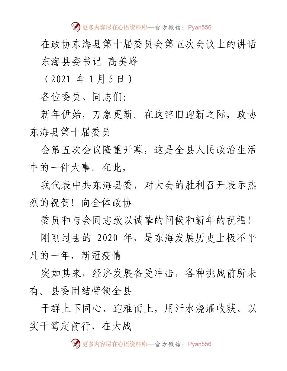 [发言] 政协会议 - 新年致辞：总结2020年成就与展望未来.docx_第1页