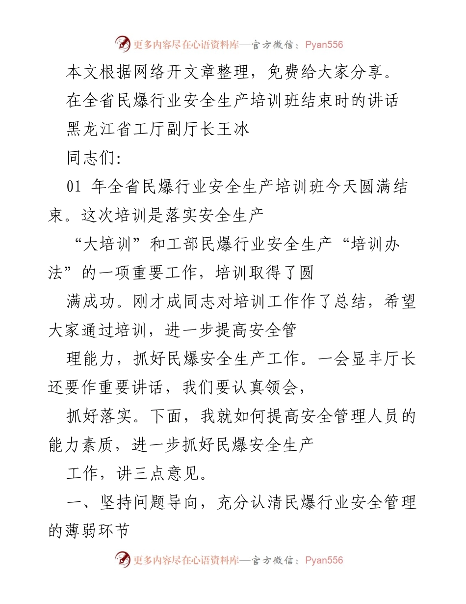 [发言] 提高民爆行业安全管理能力的三点意见.docx_第1页
