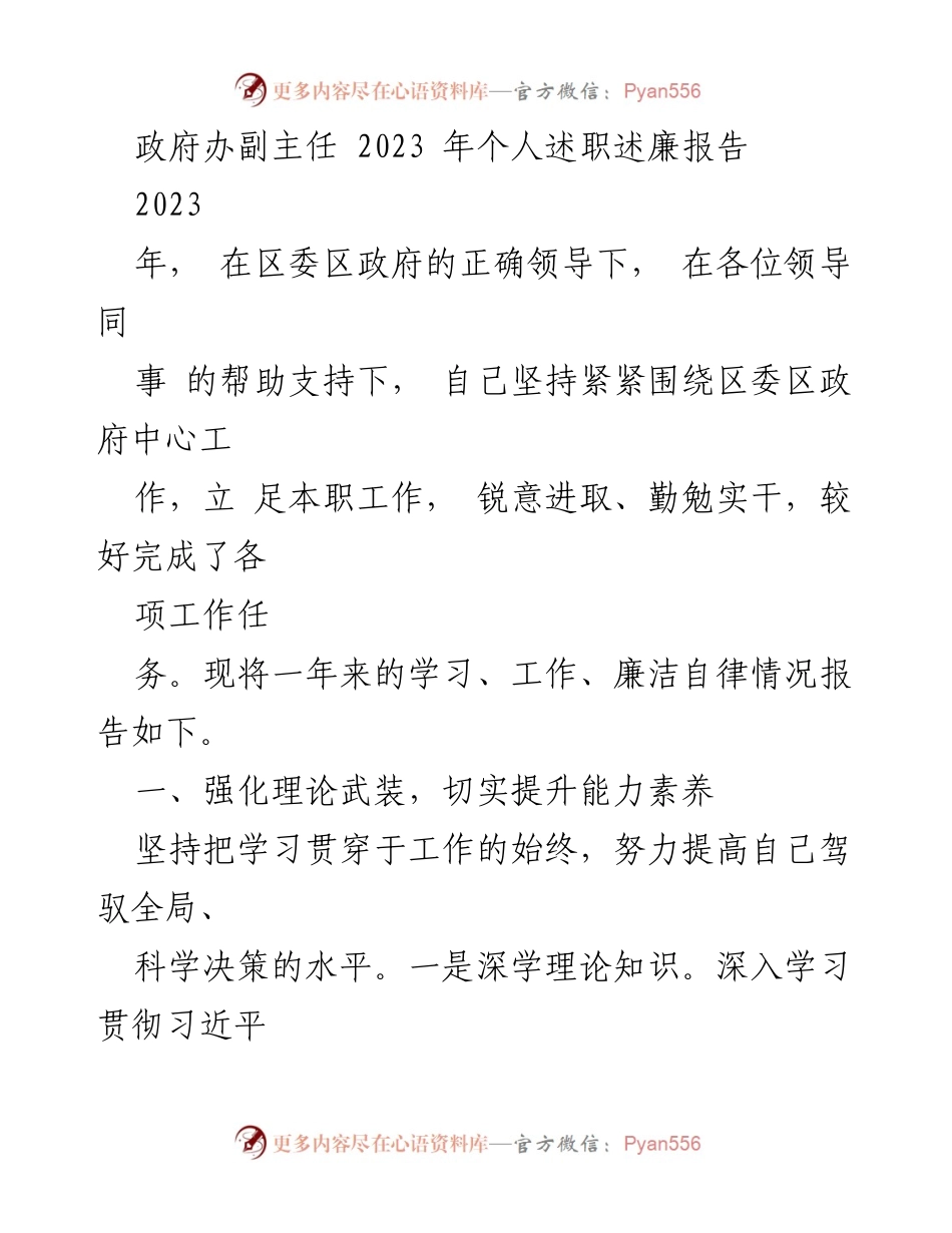 [发言] 政府办述职 - 2023年个人述职述廉报告总结.docx_第1页