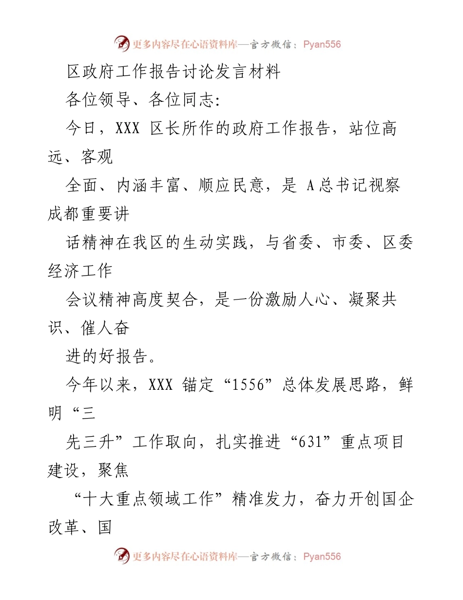 [发言] 政府工作报告讨论 - 政府工作报告的积极实践与发展成就.docx_第1页