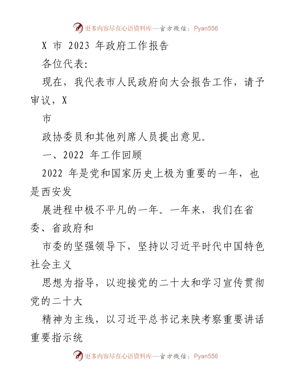 [发言] 政府工作会议 - X市2023年政府工作报告_2.docx_第1页