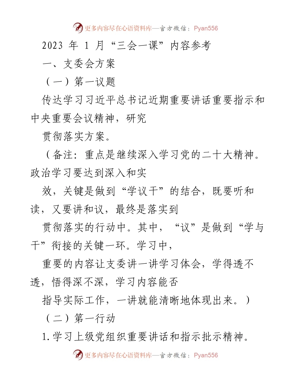 [发言] 支部会议 - 2023年支委会与党员大会工作方案解读.docx_第1页