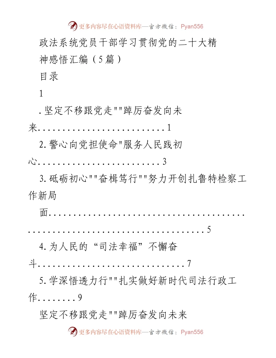[发言] 政法系统党员干部学习贯彻党的二十大精神 - 坚定信念，砥砺前行：政法干部学习党的二十大精神的体会.docx_第1页