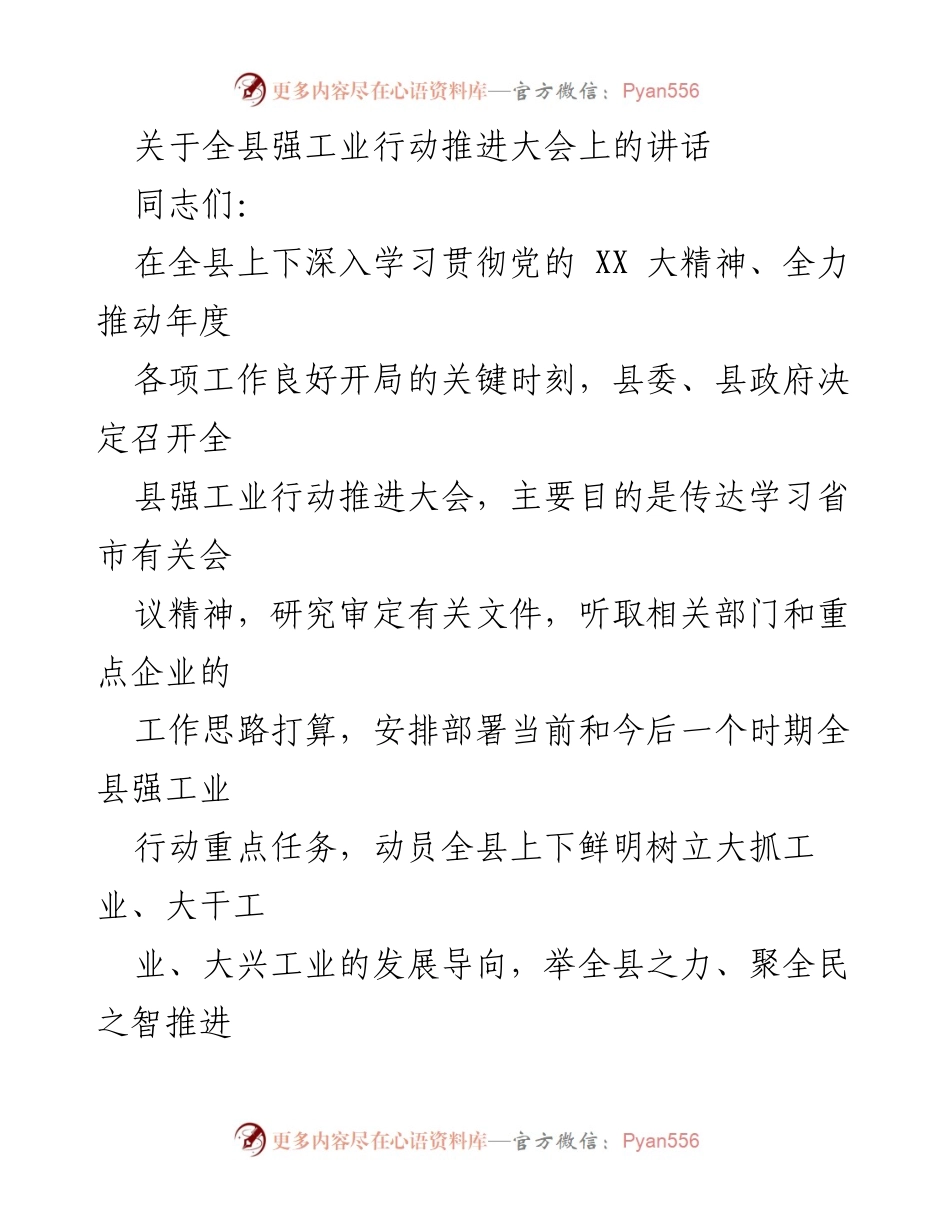 [发言] 强工业行动推进大会 - 强工业行动的重要性与实施路径.docx_第1页