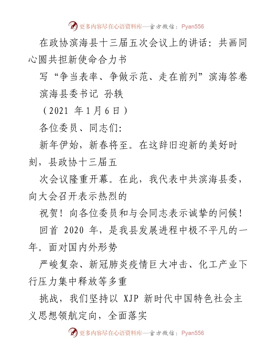 [发言] 政协会议 - 共画同心圆，携手共进新征程.docx_第1页