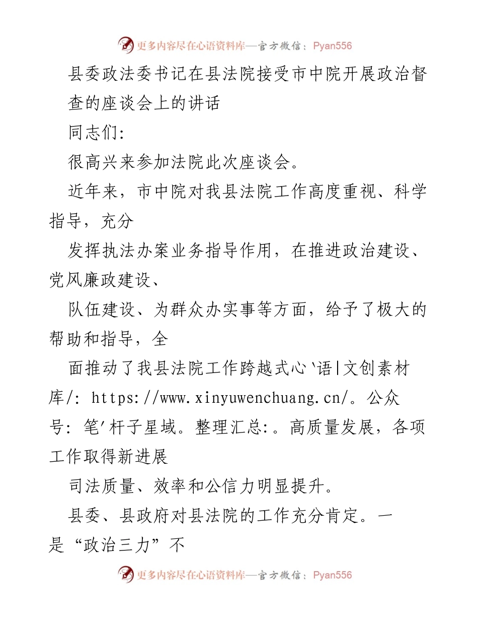 [发言] 座谈会 - 加强法院政治建设与法治发展的重要性.docx_第1页