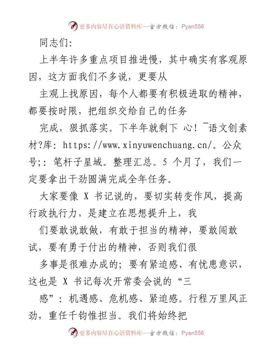 [发言] 政府工作会议 - 下半年工作动员与责任担当的号召.docx_第1页