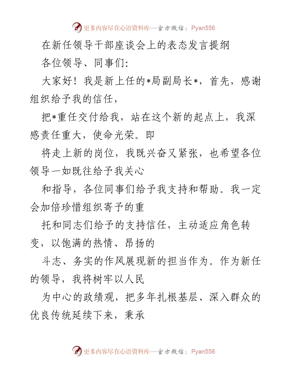 [发言] 新任领导干部座谈会 - 新任副局长的责任与担当.docx_第1页