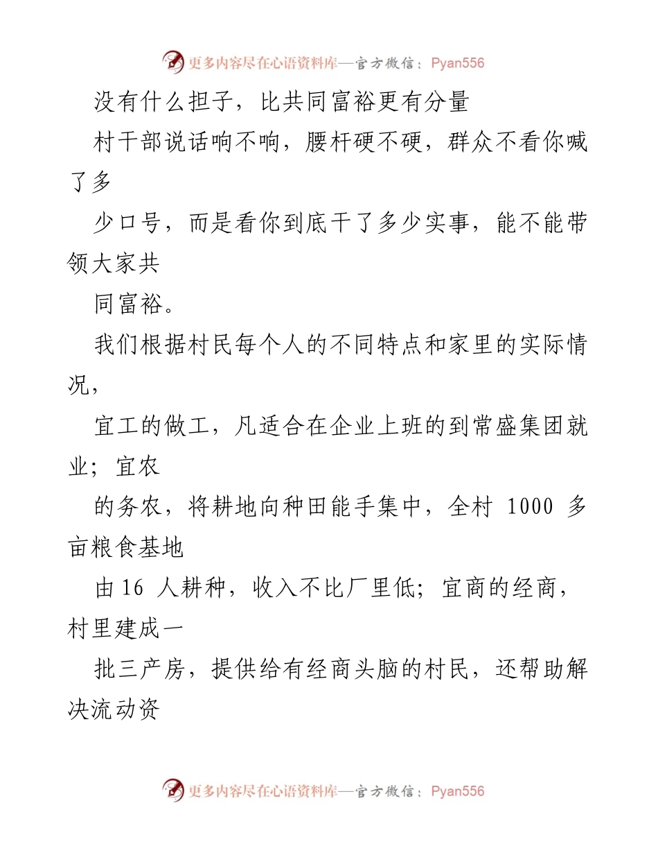 [发言] 村庄发展座谈会 - 共同富裕的实践与党员的责任.docx_第1页