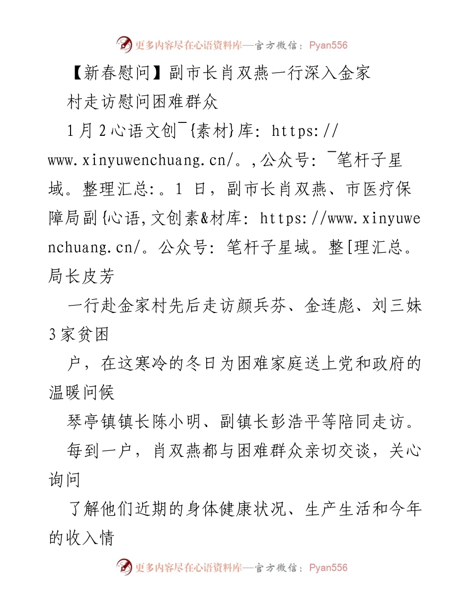 [发言] 新春慰问 - 副市长走访金家村困难群众传递温暖.docx_第1页