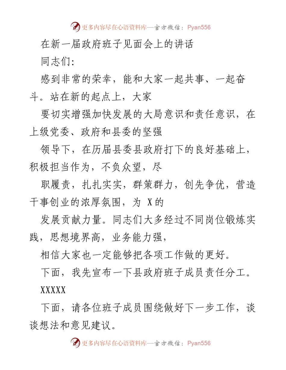 [发言] 新一届政府班子见面会 - 打造高效务实团结的政府班子.docx_第1页